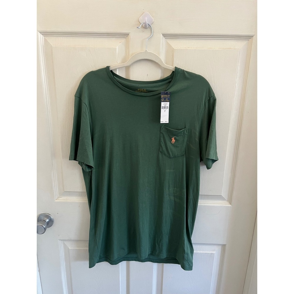 NWT Polo Ralph Lauren Men's Short Sleeve Pocket T-Shirt Cotton Olive Size L READ